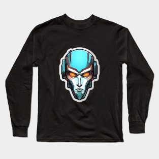 Sleek Futuristic Cyborg Portrait with Icy Stare Long Sleeve T-Shirt